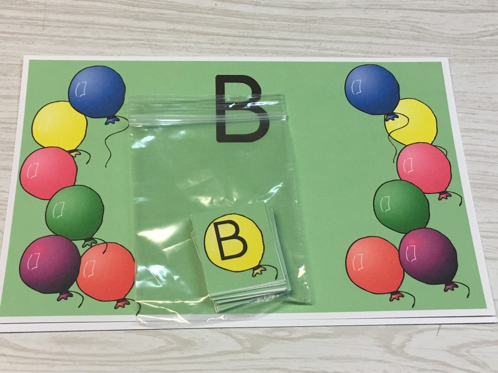 Balloon B Sort - Uppercase Lowercase -Laminated Activity Set - Teaching Supplies