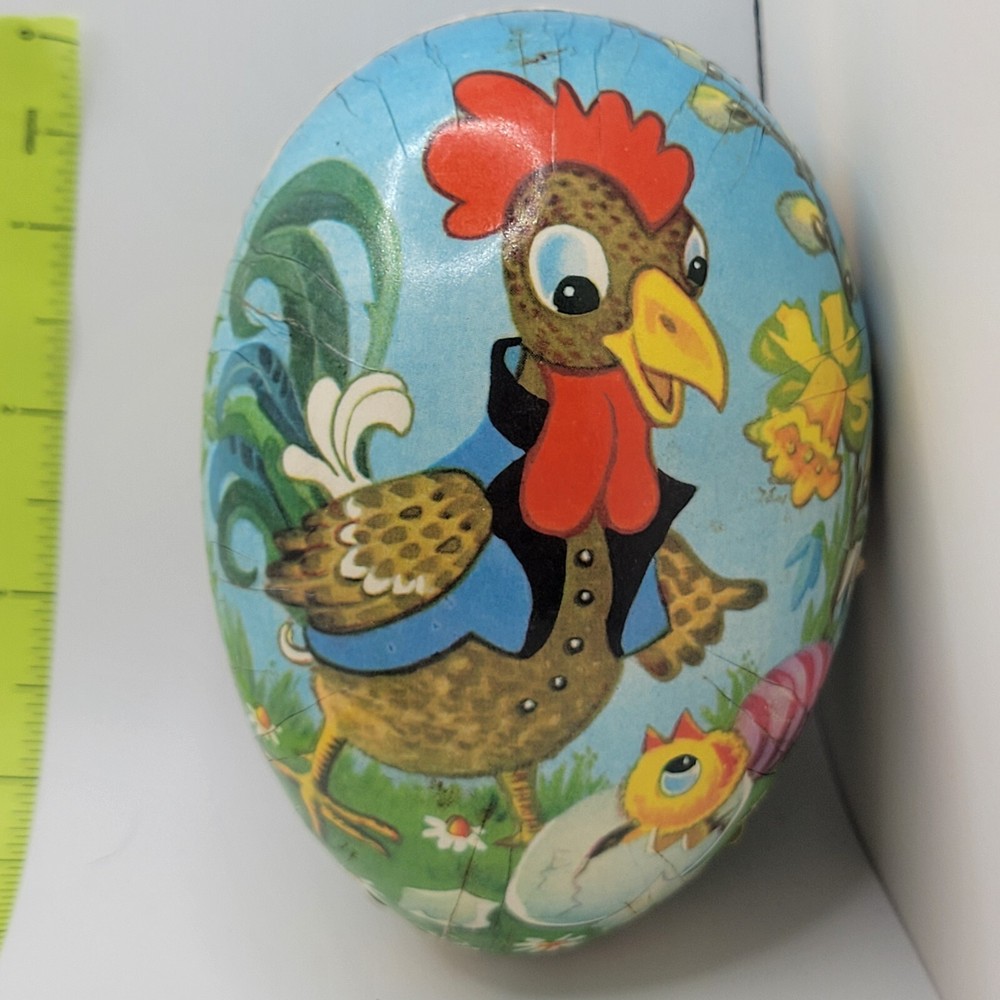 Rooster Paper Mache Egg Candy Container Made in German Democratic Rep Easter
