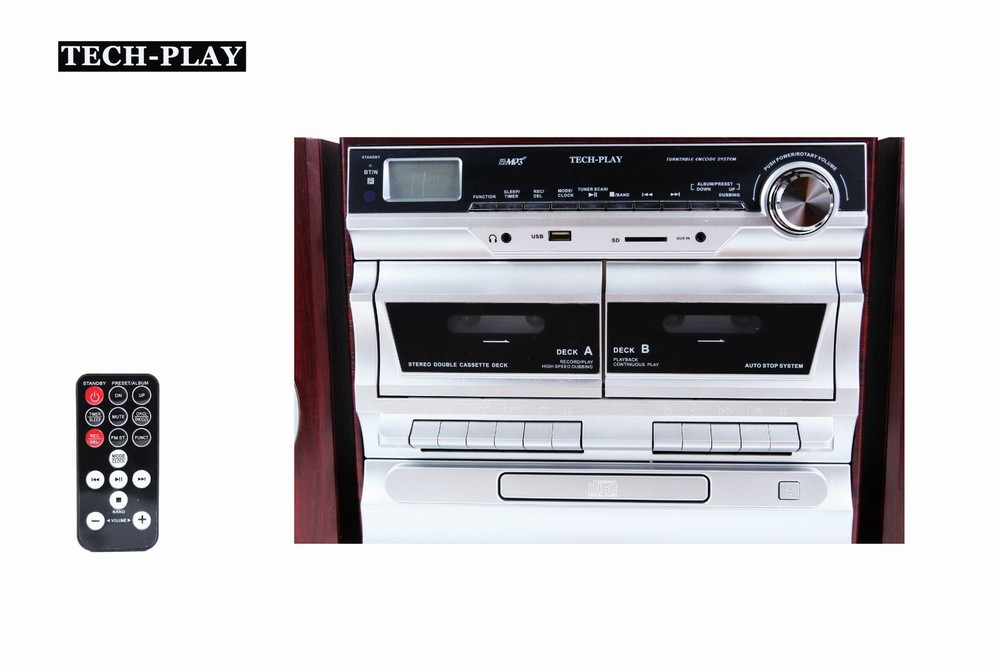 TechPlay ODCK110 Bluetooth Stereo System Karaoke Record Player CD Cassette
