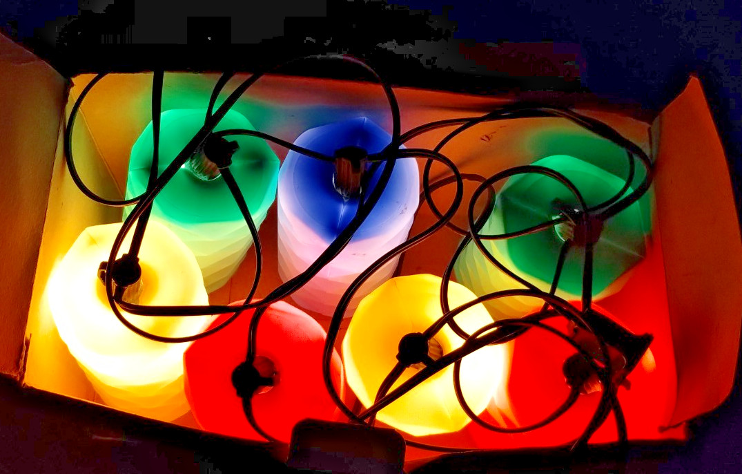 Vintage Lidco 7 Riviera Lights Blow Mold Plastic Patio Party Tiki Bar - TESTED!