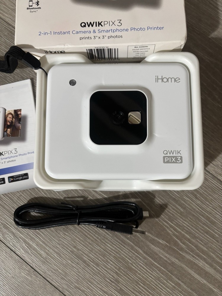 iHome QWIK PIX3 Bluetooth Printer Camera IHCP33 Bundle - WORKING NO CARTRIDGE