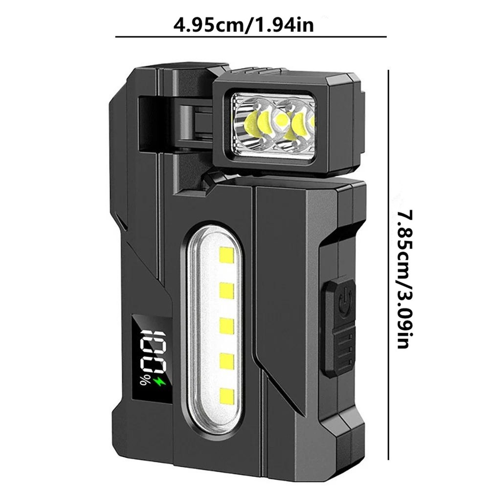 Magnetic LED Work Light USB Rechargeable Flashlight with Multi Color Side Lights