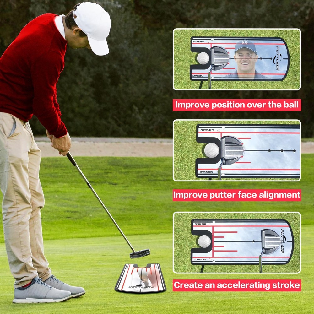Golf Putting Mirror with 6 Tees, Putting Mirror Training Aid for Golf Practic...