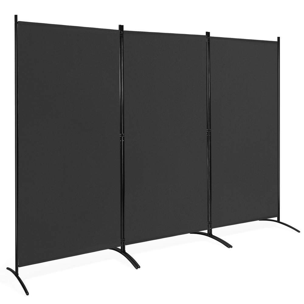 Folding Privacy Partition Screen 3-Panel Room Divider for Office Room Black
