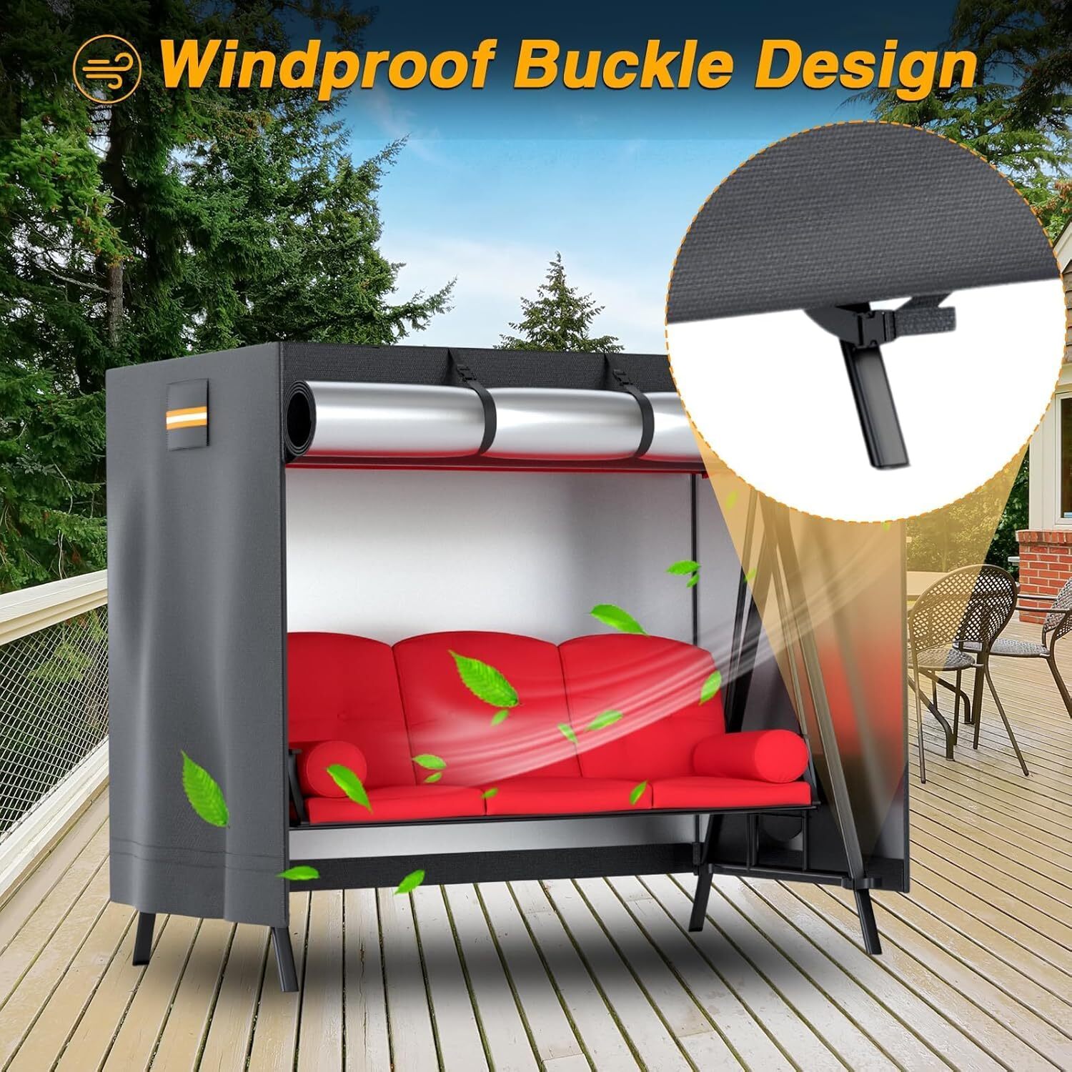 Outdoor Swing Cover 3 Triple Seater Waterproof Patio Swing Canopy Cover us