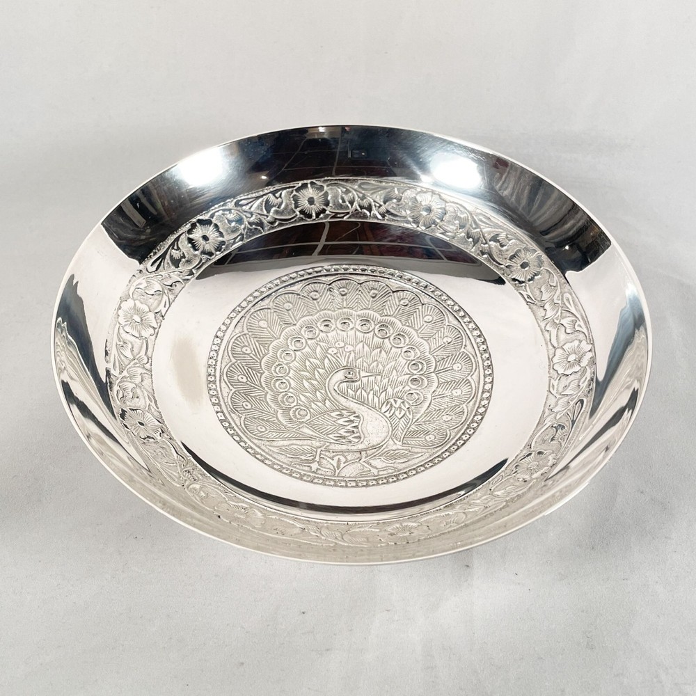 Silver Plated Peacock Design Bowl in Presentation Box