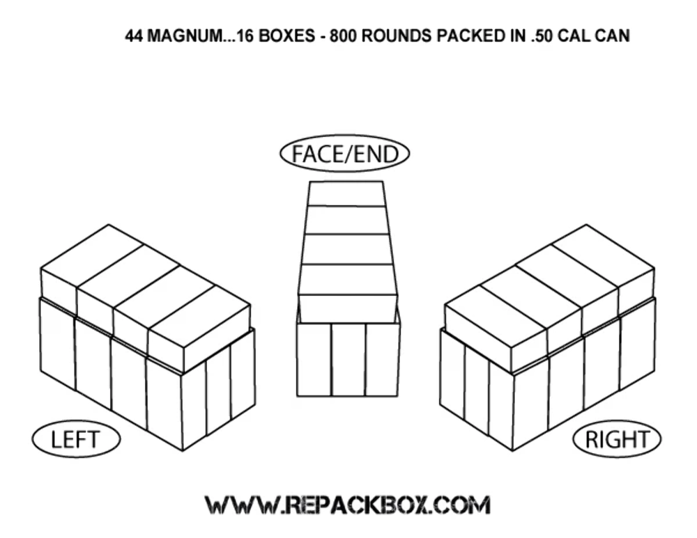 REPACKBOX® 3 SAMPLE BOXES - Military Cardboard 44 MAGNUM Ammo Box