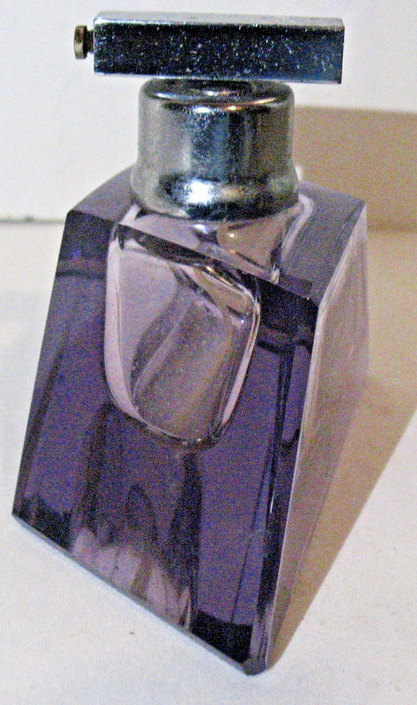 Ant Cut Crystal Amethyst Glass Perfume Atomizer Bottle Empty Read