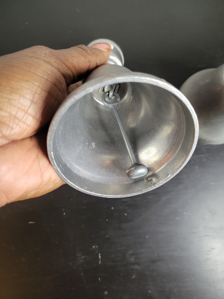 PEWTER TAPER CANDLESTICK / BELL COMBO PAIR - 2