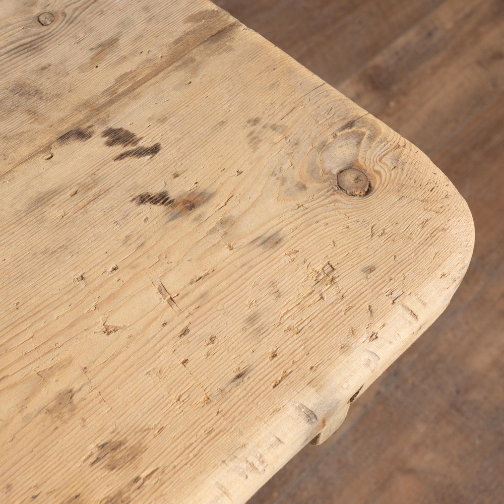 19th Century Rustic Pine Side Table with Single Drawer