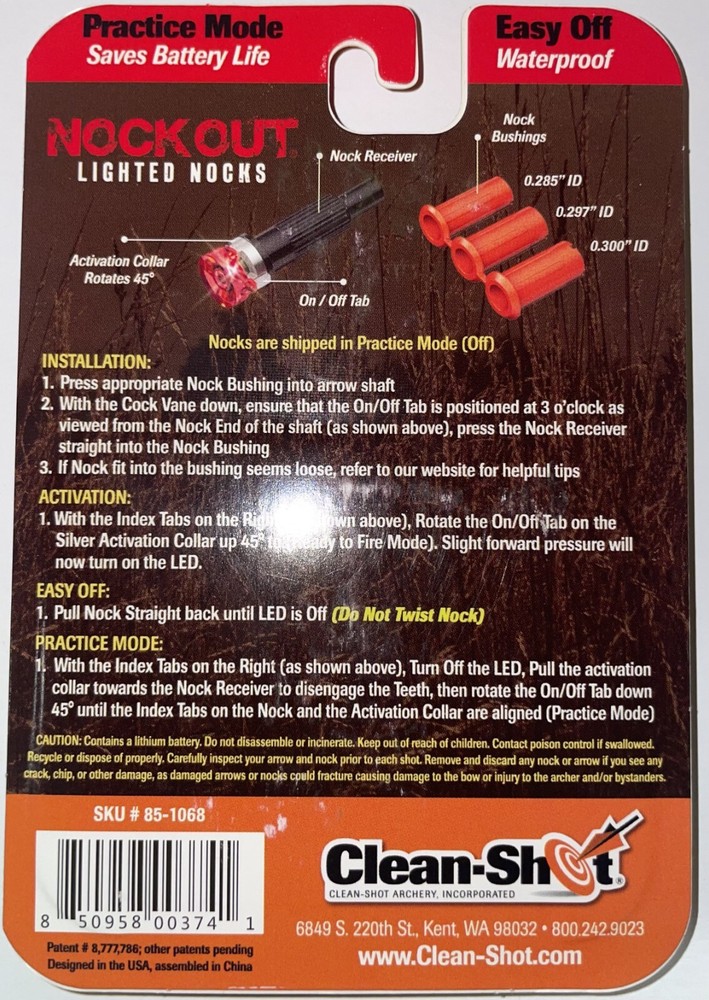 NockOut Lighted Nocks Crossbow Flatback Universal Fit Red 3 Pack