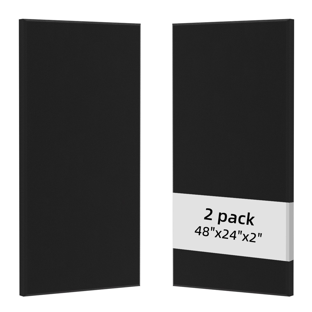 Acoustic Panel Wall 2 Pack: 48"x24"x2" Fabric Wrapped Wall Panel Sound Proof