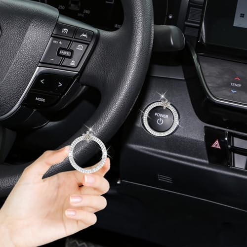 Car Engine Start Stop Button Ring Rotatable Snowflake Push Start Button Car