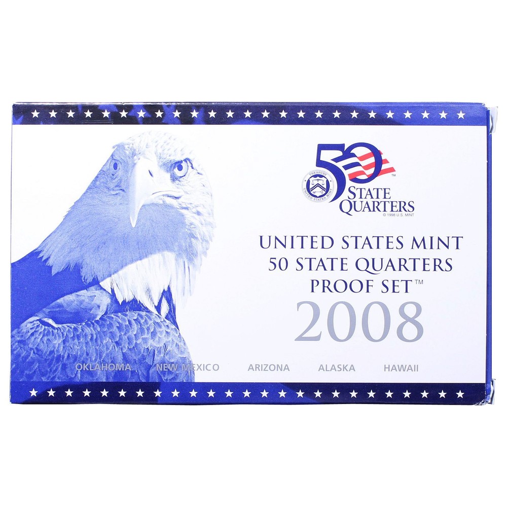 Empty Packaging Replacement Clad Quarter Proof Set Box & COA No Coins 2008