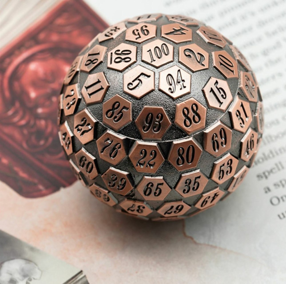 Bronze Solid Metal d100 Poly RPG DnD Dungeons Dragons Pathfinder d20 AD&D B