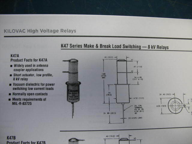 Kilovac K47A-01 Vacuum High Voltage Relay