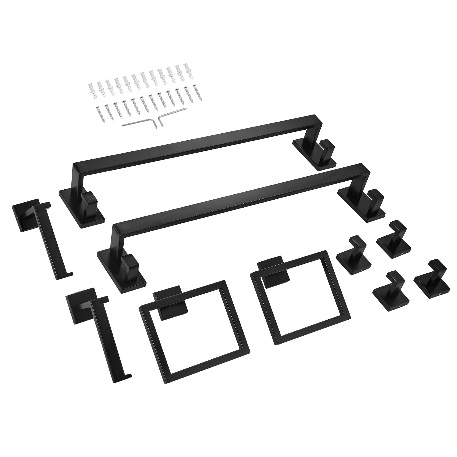 Uimoso 10-Piece Matte Black Bathroom Hardware Set with 24-Inch Towel Bar