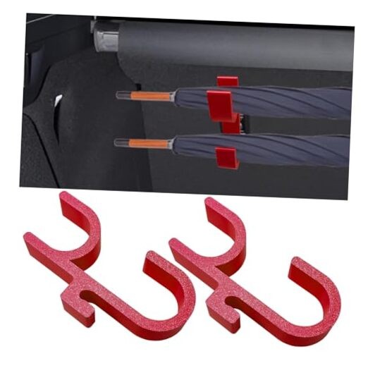 2PCS Car Umbrella Hook, No Drilling Multifunctional Plastic Auto Red&Double