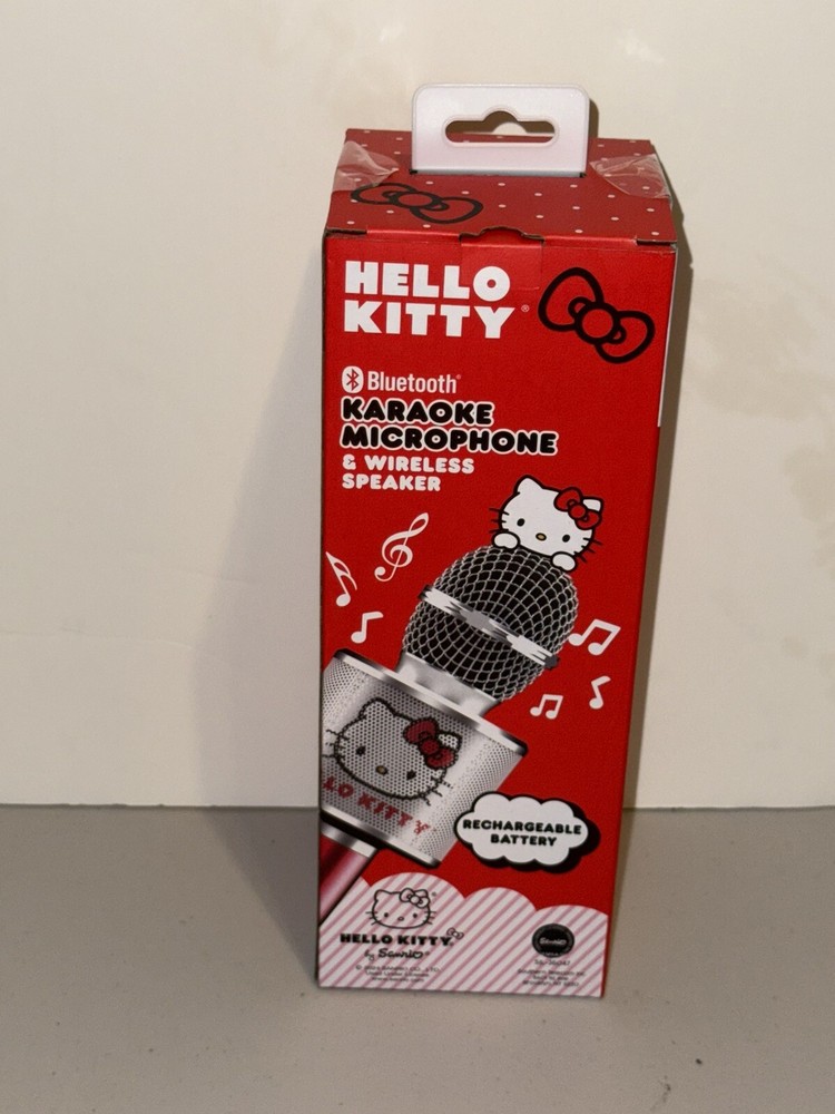 Hello Kitty Bluetooth Karaoke Microphone & Wireless Speaker USB Charging Red NIB