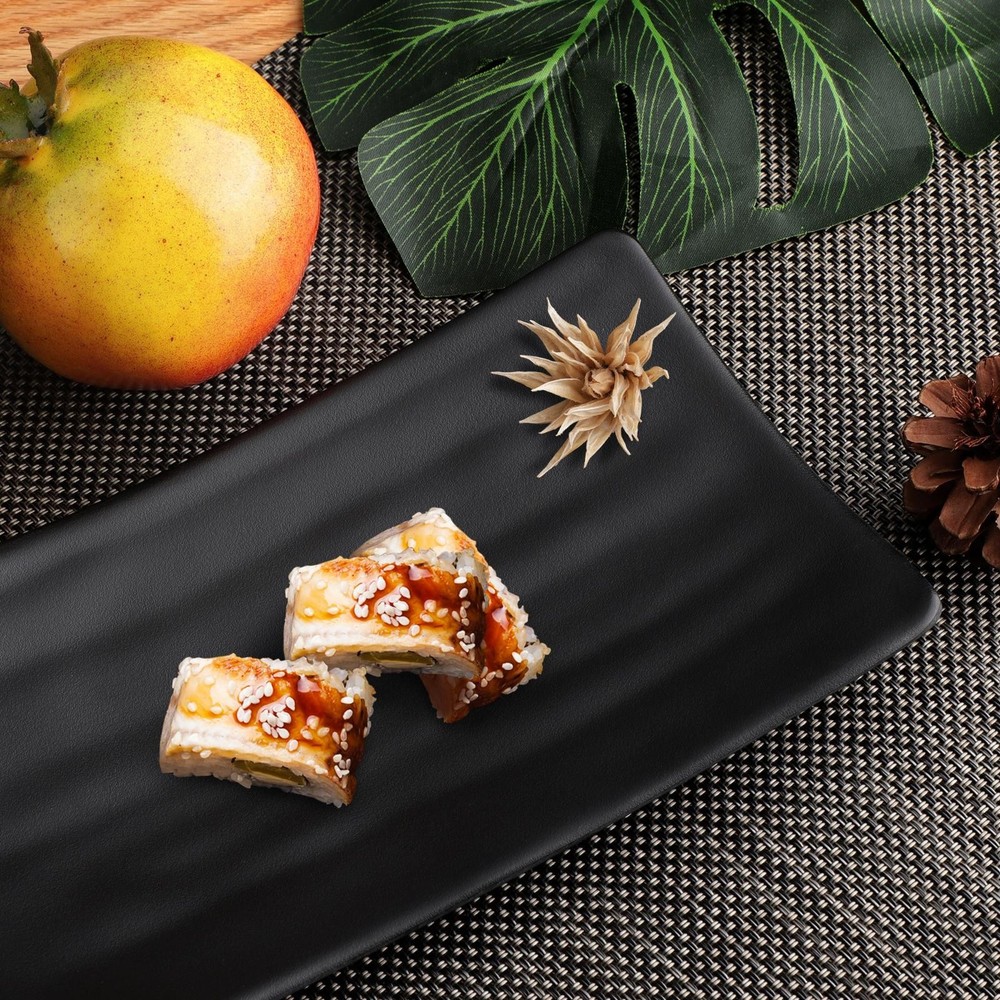 Dinnerware Rectangle Shaped Sushi Serving Dish Plate Black