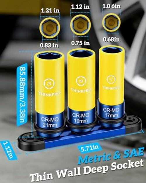 1/2" Drive Impact Lug Nut Socket Set|3 Pieces Non Marring Lug Nut 3PC