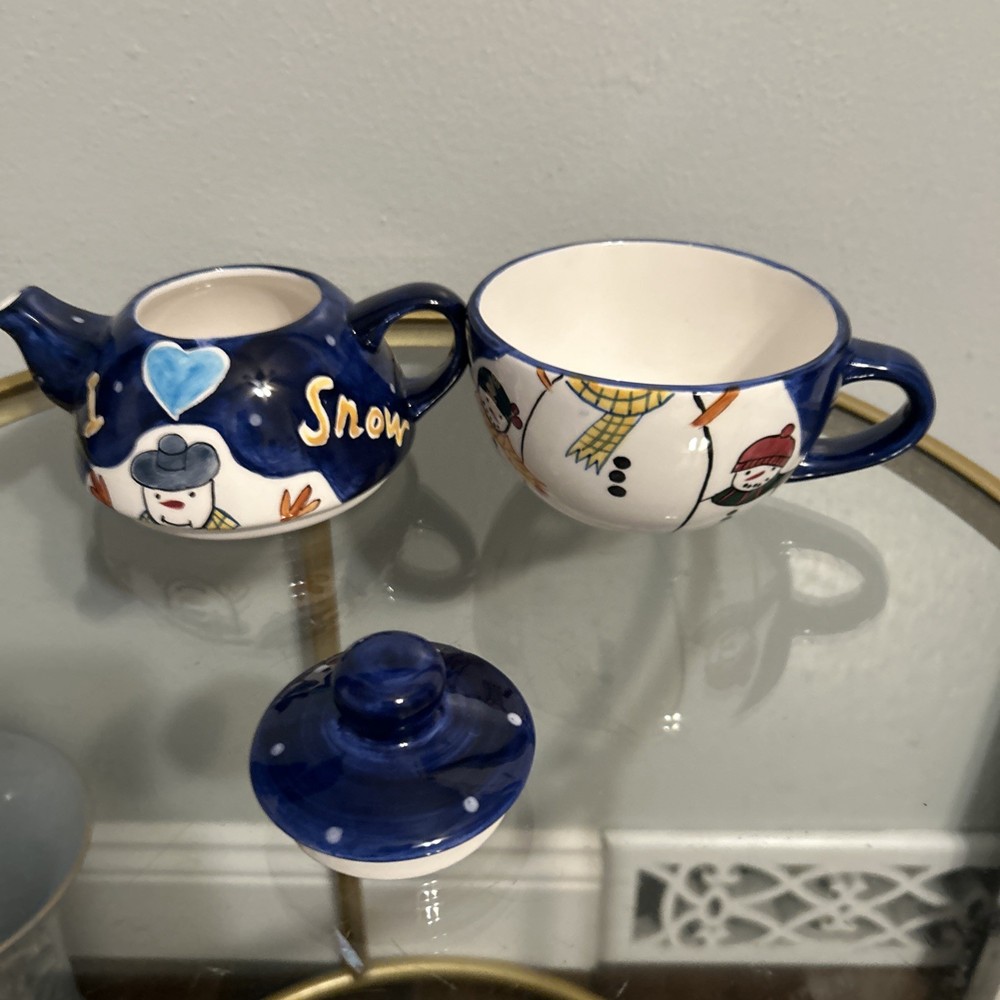 3 Pc. Snowman Teapot