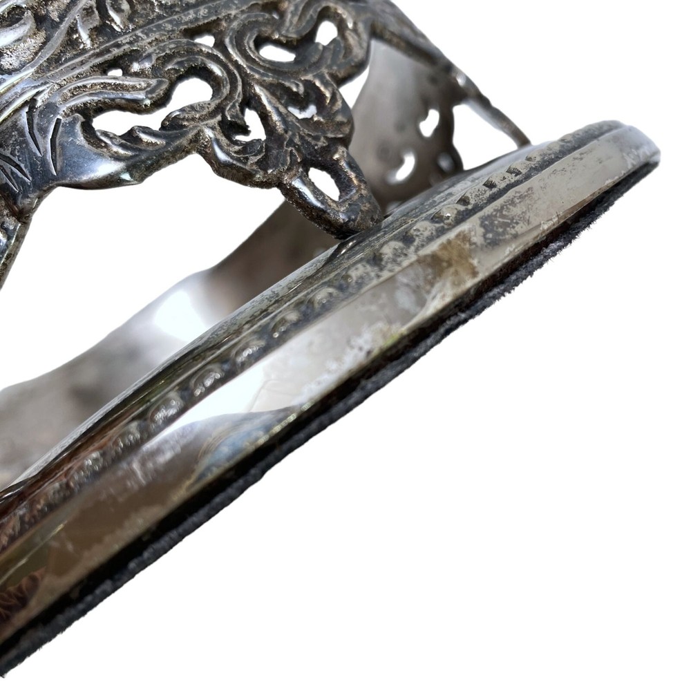 MARK ROBERTS Wine Coaster Ornate Bottle Holder Silver Plate