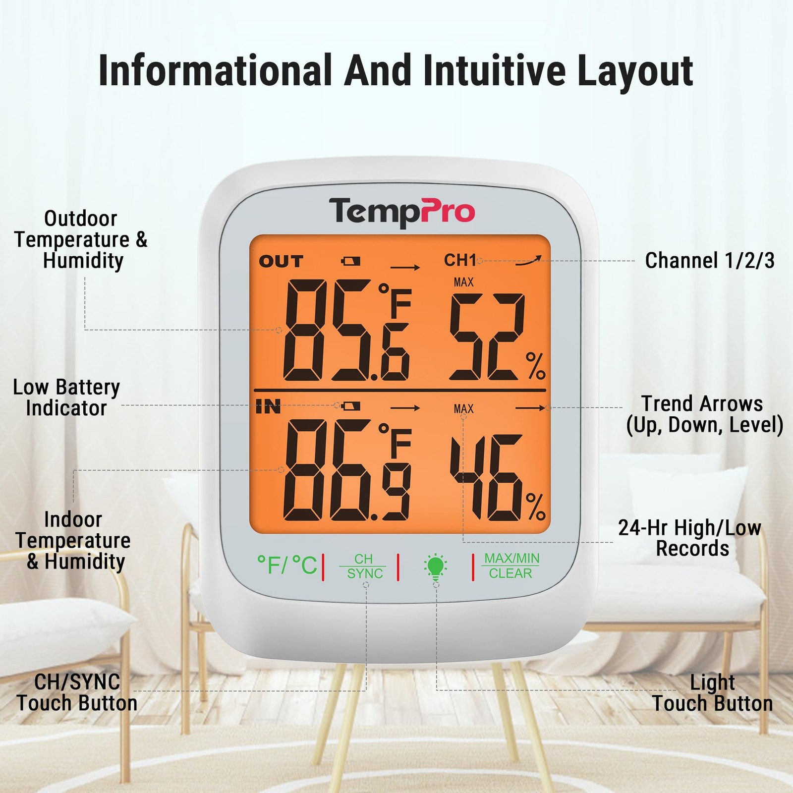 Best ThermoPro TP260B Indoor Outdoor Thermometer Wireless 1000ft/300m Range Pro