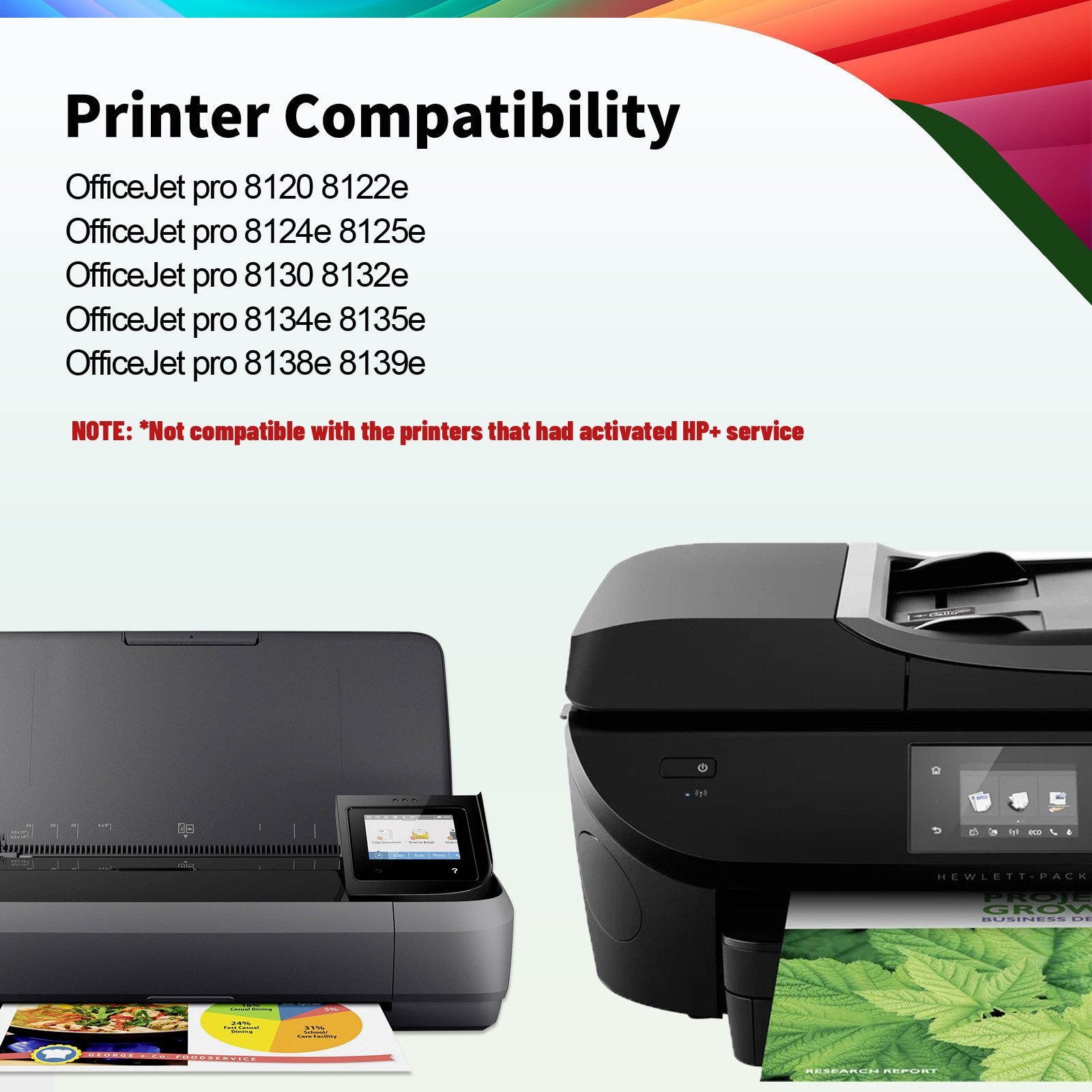 923XL 923e Ink Cartridges Combo 4-Pack for OfficeJet Pro 8120e 8130e with Chip