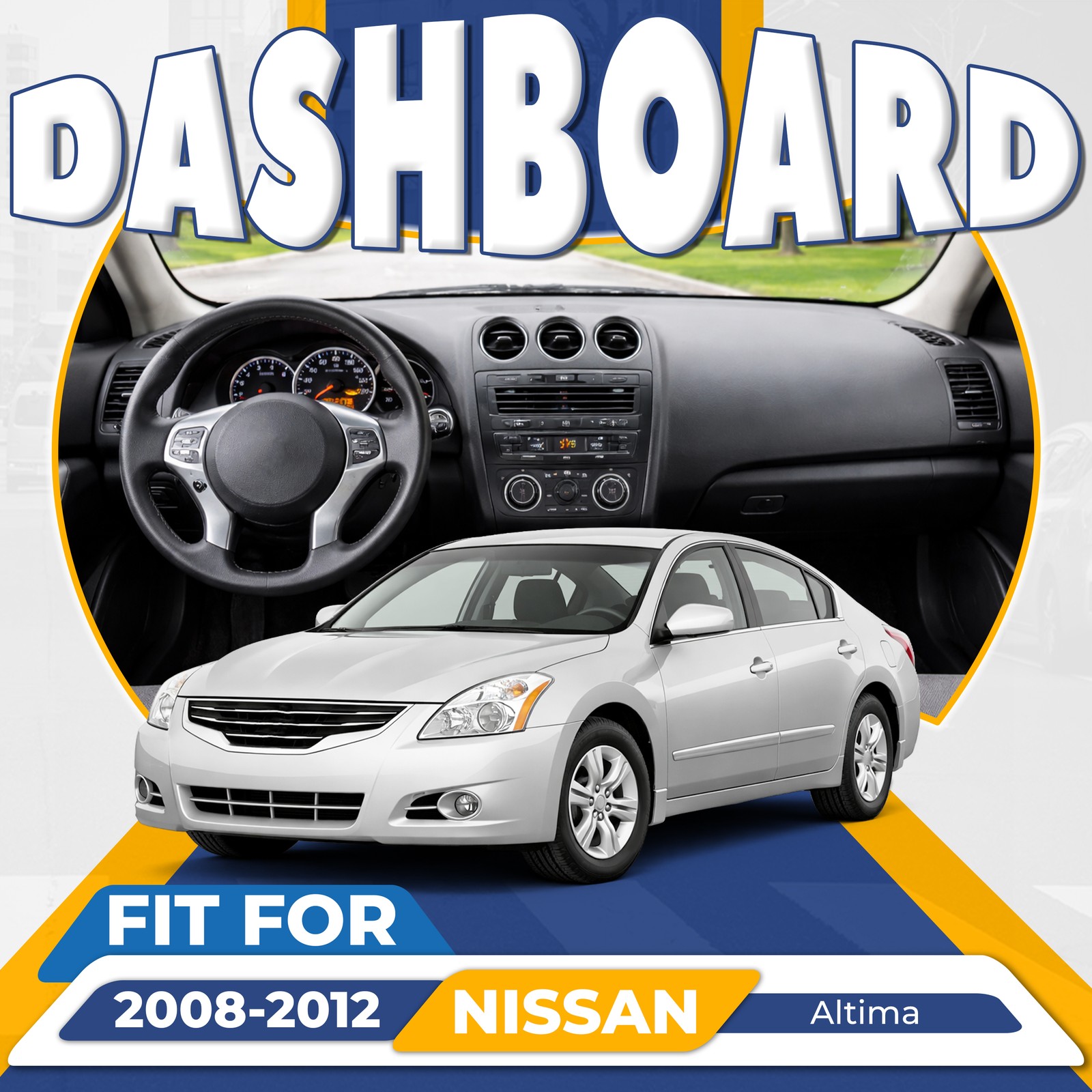 Molded Dashboard Cover Center Dash Cap Overlay Black For Nissan Altima 2008-2012