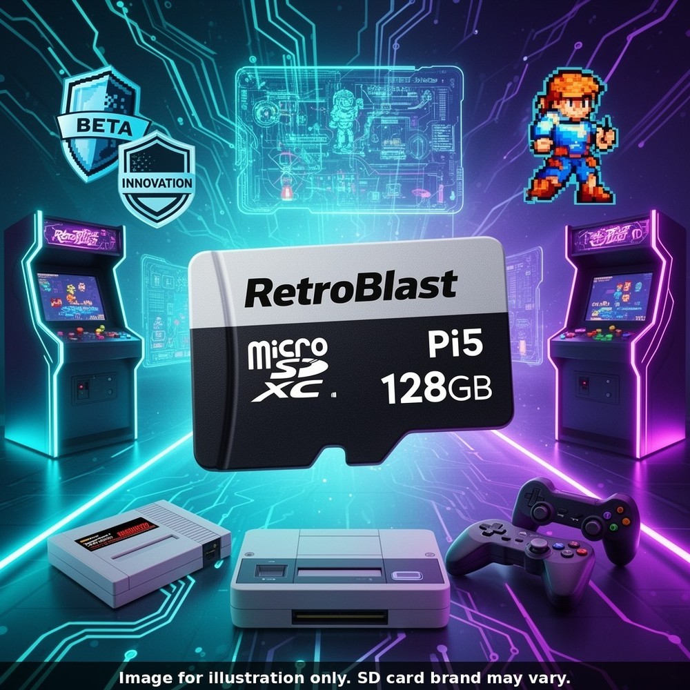RetroBlast 128GB Micro-SD Card Raspberry Pi 5 Plug & Play NEW BUILD