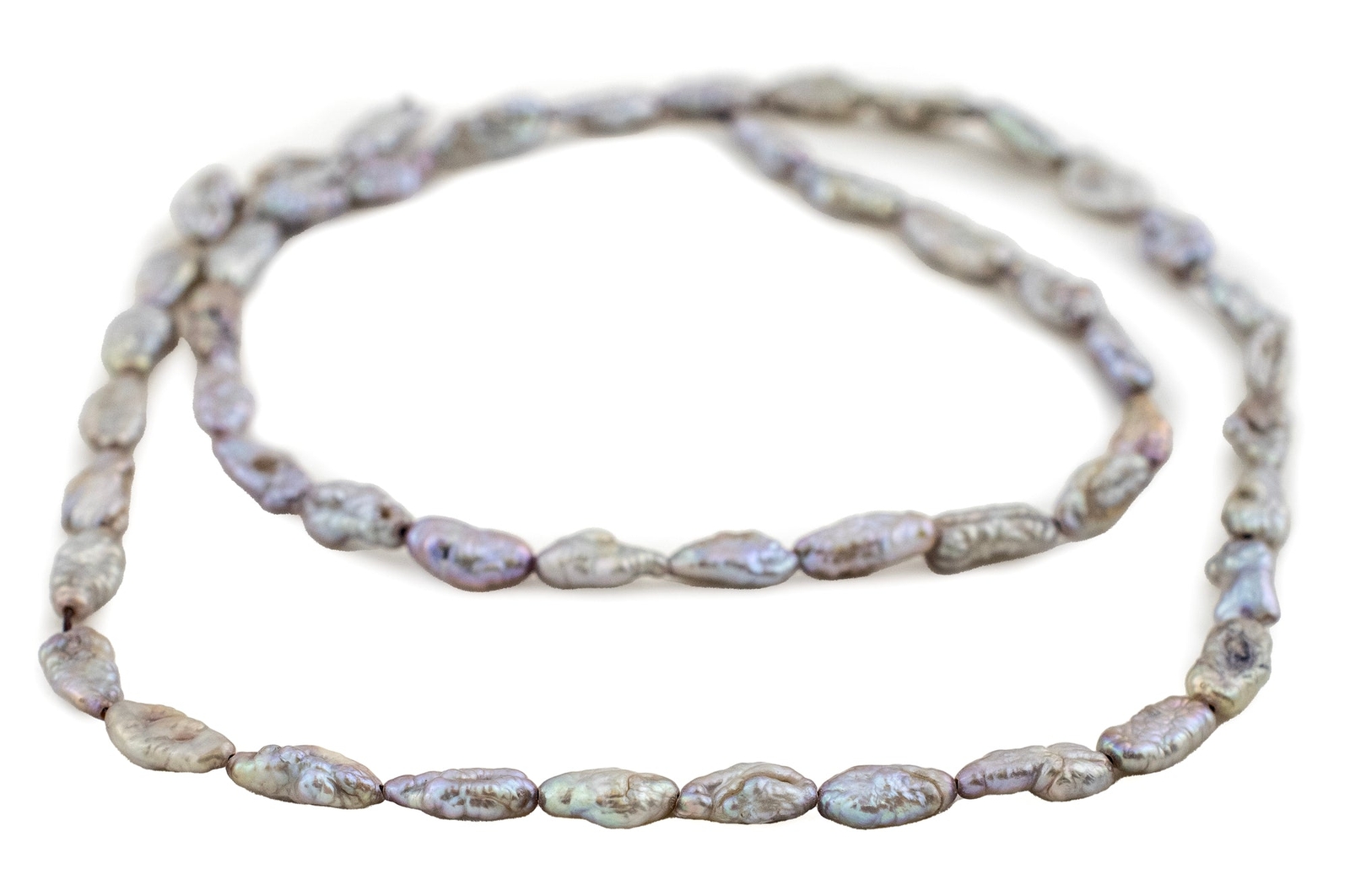 Iridescent Grey Vintage Japanese Rice Pearl Beads 4mm Oval 16 Inch Strand