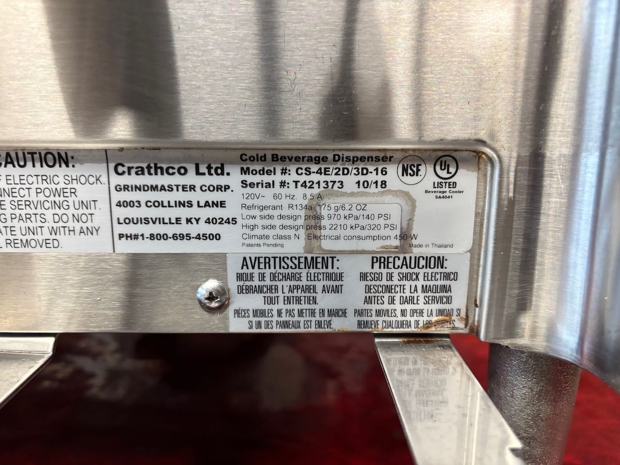 4 Flavor Refrigerated Beverage Dispenser Drink Fountain Bubbler Crathco #4419