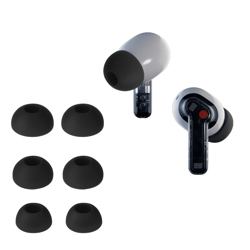 kwmobile 6X Replacement Ear Tips Compatible with Nothing (2) - Black