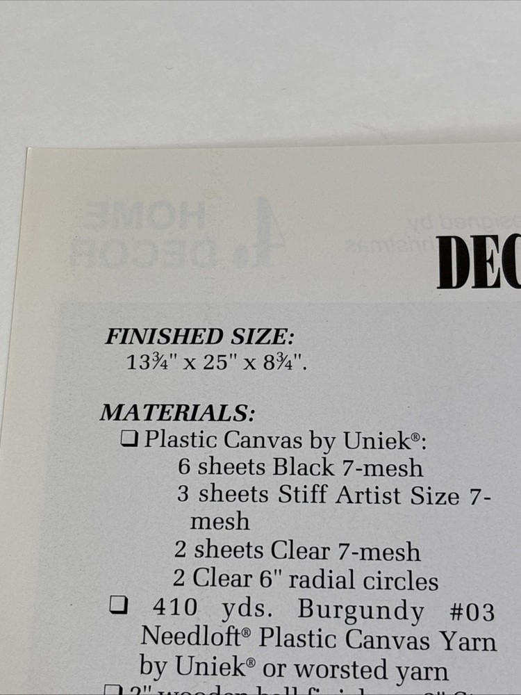 Decorative Birdcage Annie's Attic Plastic Canvas Pattern Page