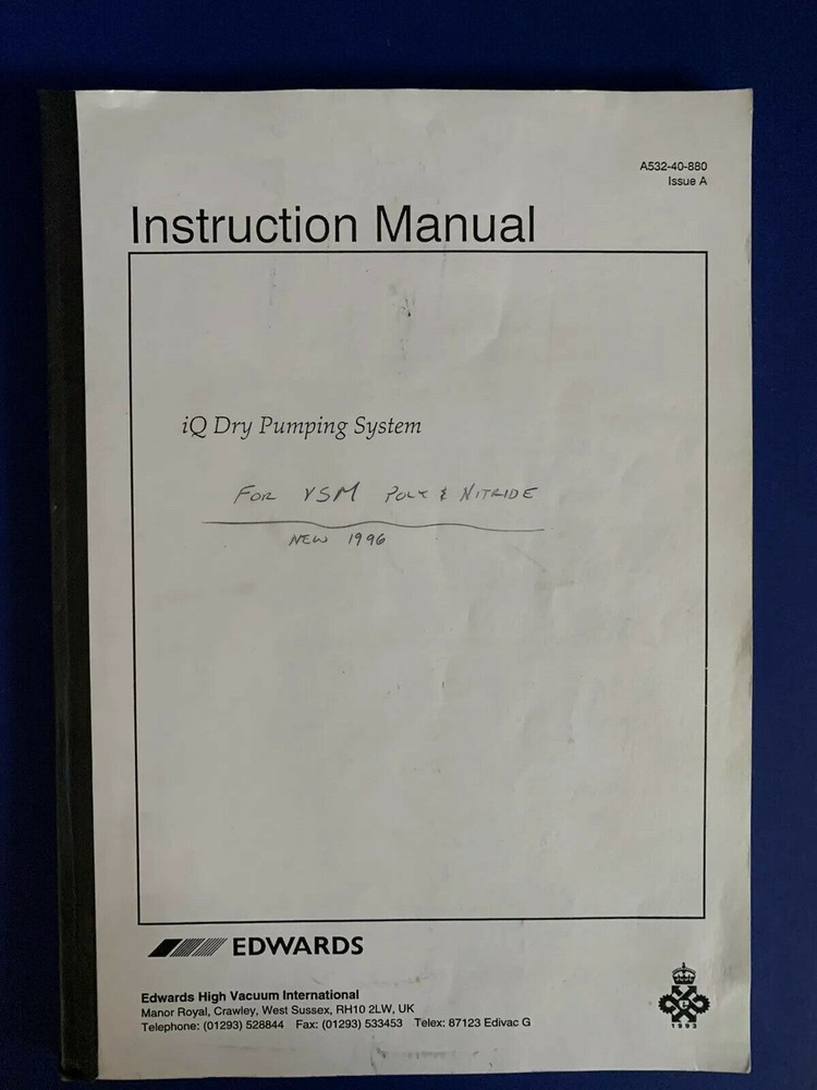 Edwards iQ Dry Pumping System Instruction Manual