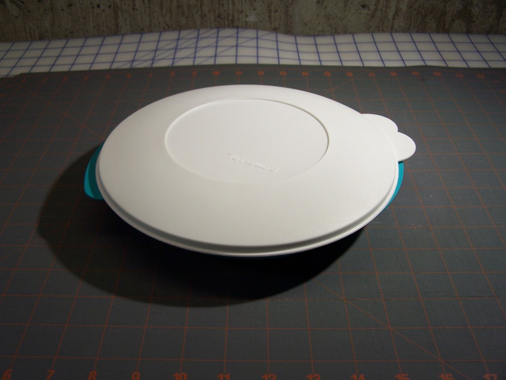 Tupperware 2604 Teal Divided Microwave Dish & White Lid