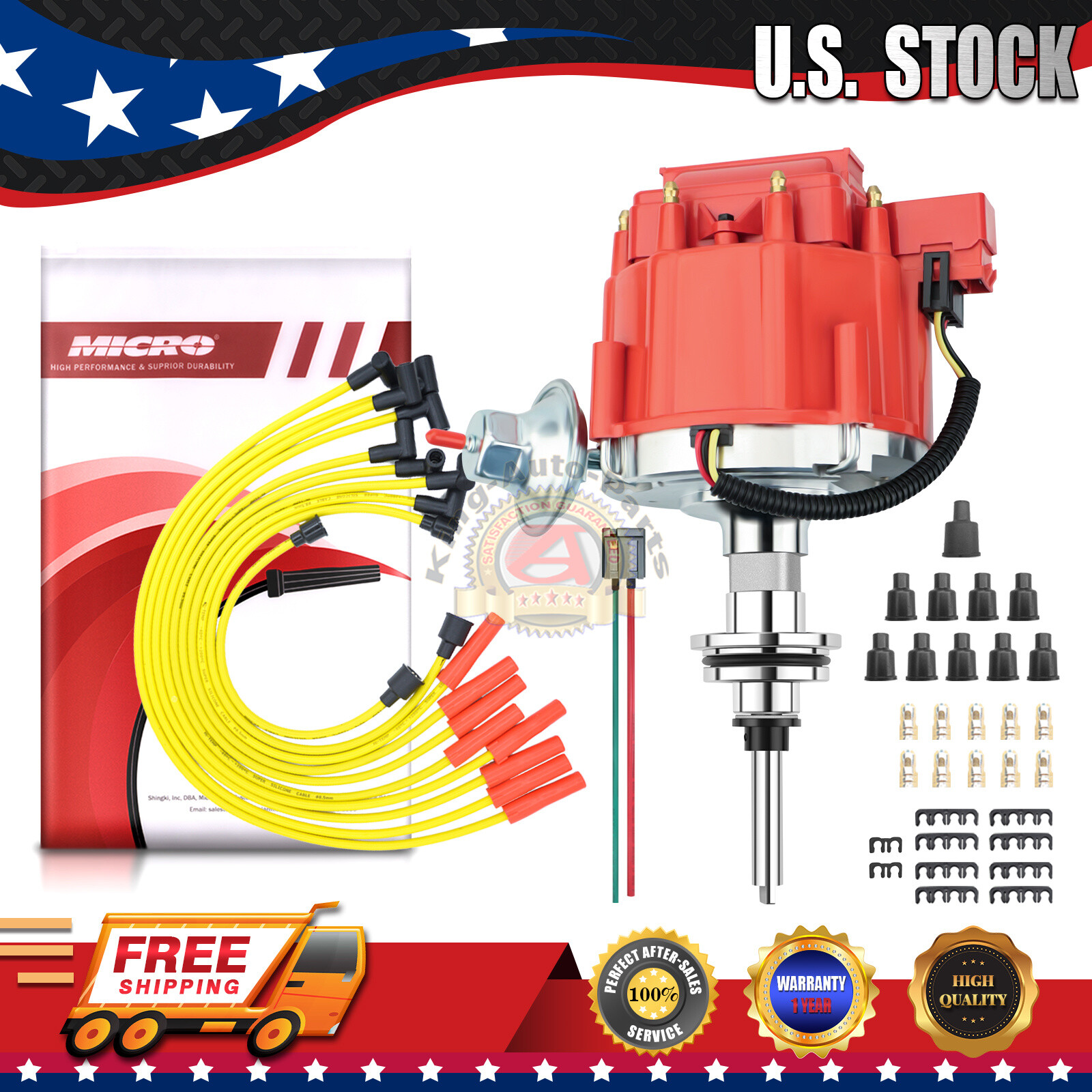 HEI Distributor&SparkPlug Wire& Free Pig Tail for Mopar Chrysler Dodge273 318 V8