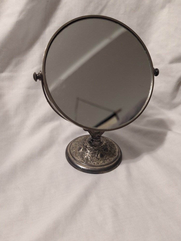 Vintage Silver Plated Pedestal Mirror Cute