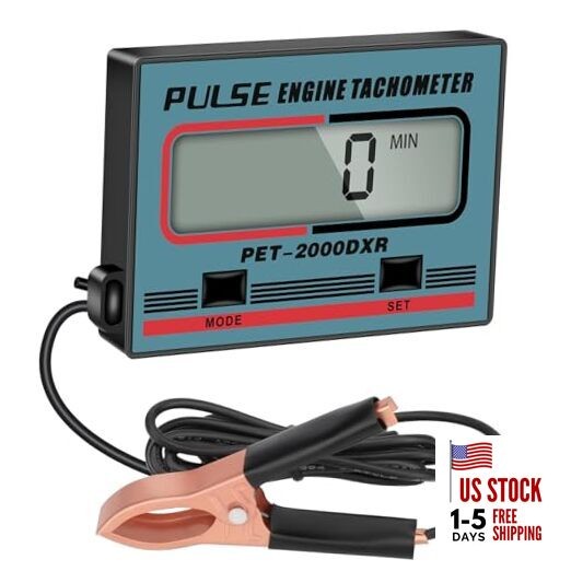 Digital Tachometer, 2 Stroke 4 Stroke Small Engine Tachometer, Blue+MODE+SET