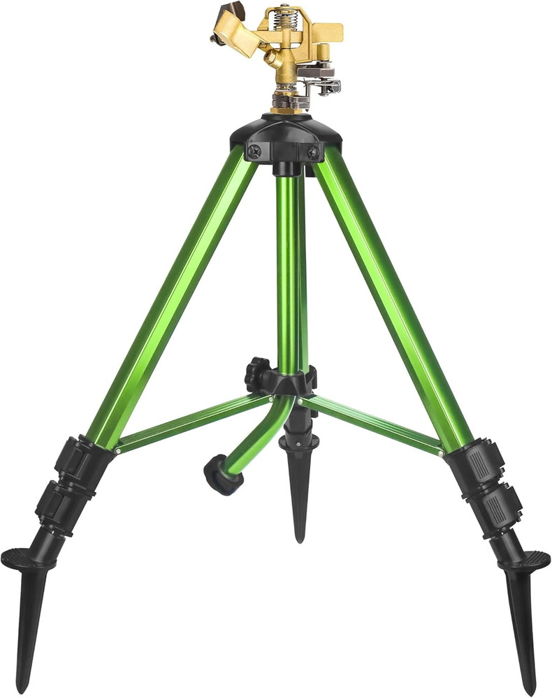 Impact Sprinkler on Tripod Base Brass Head Adjustable 360° Large Area Coverage