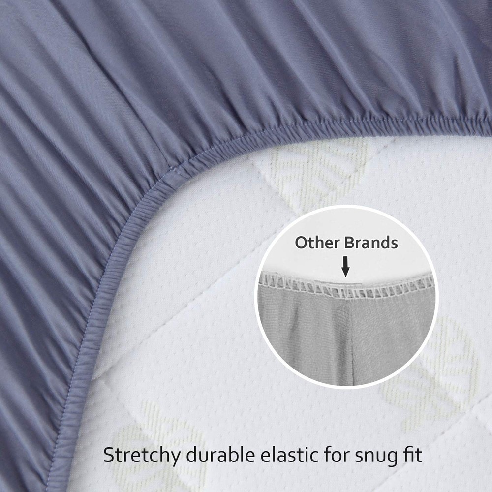Biloban Crib Sheets Fitted for Boys, 2 Pack Sheets, Grey & Navy
