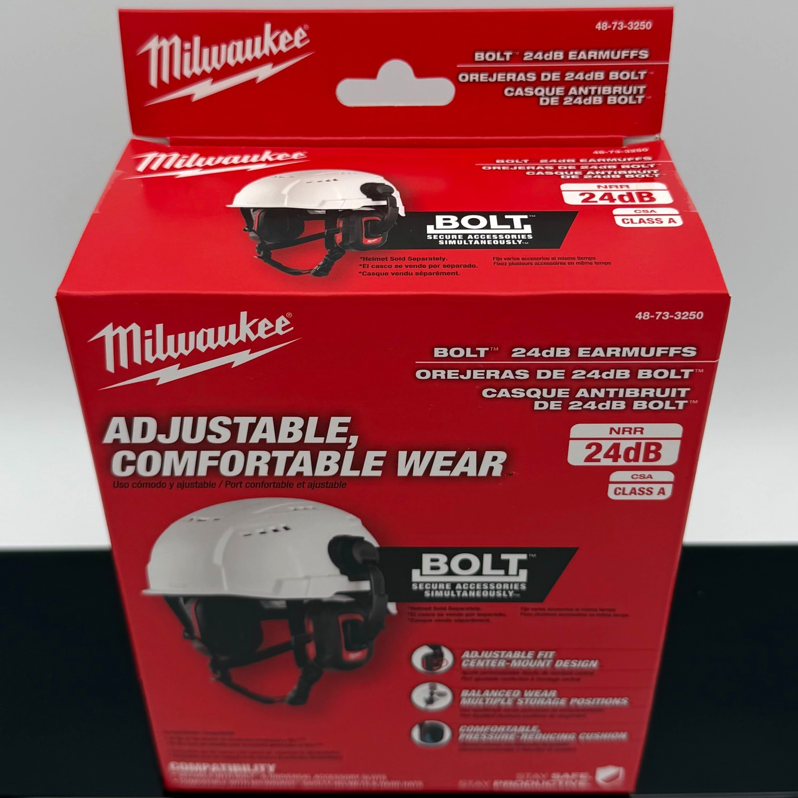 Milwaukee 48-73-3250 BOLT 24dB Earmuffs, Use with Safety Helmets and Hard Hats.