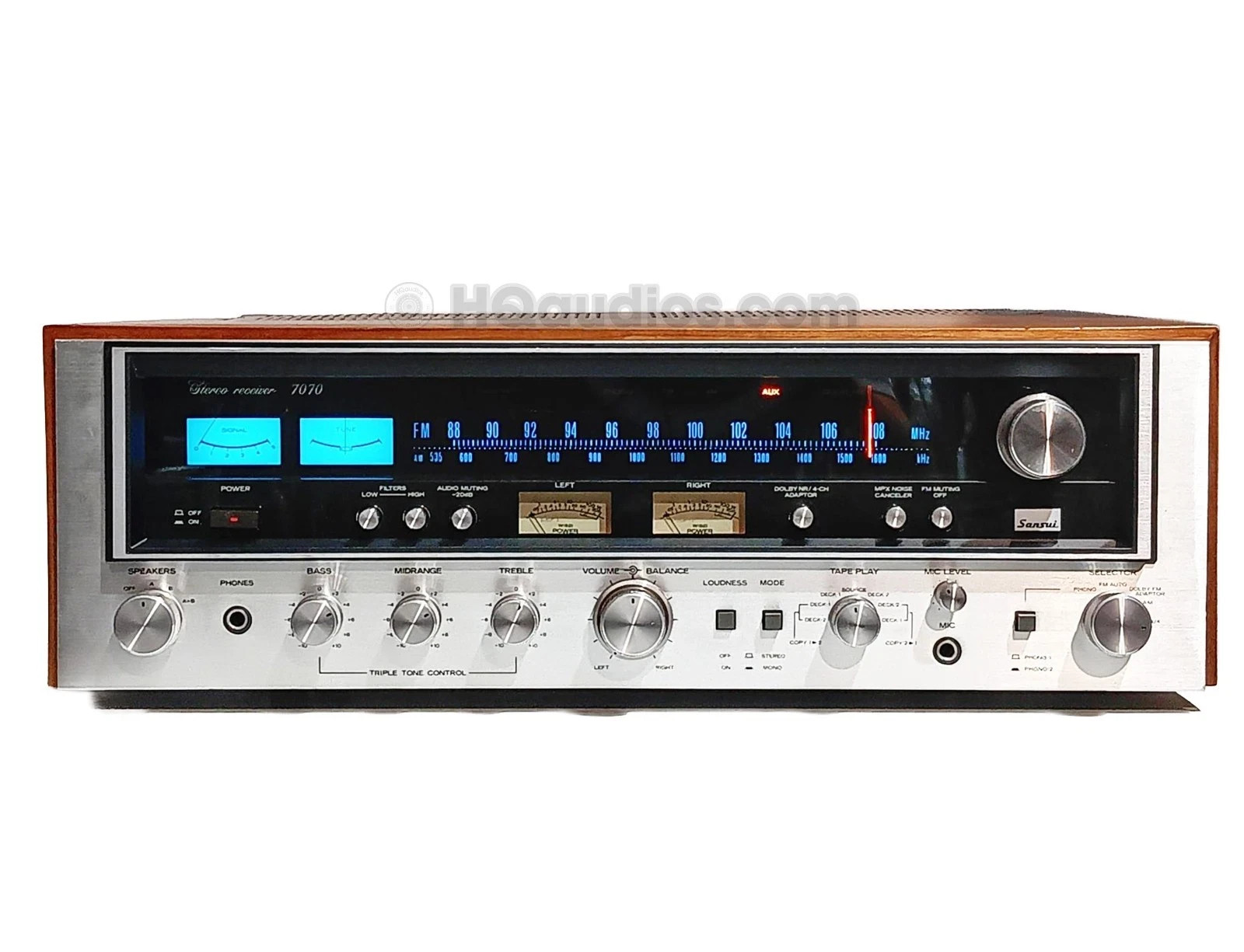 Custom Walnut-Grain Wood Case for Sansui 7070 receiver- 10-Year WRT