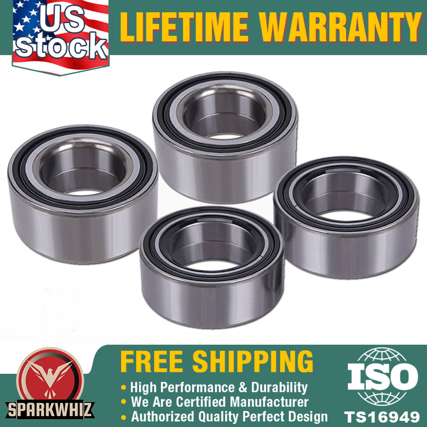 All 4 Front Rear Wheel Bearings For Polaris Ranger RZR S 800 900 XP 2010-2014 US
