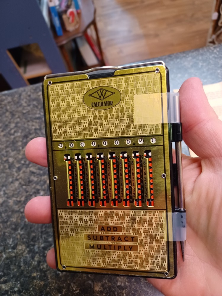 Vintage Woolworth Pocket Adding Machine West Germany & Instructions