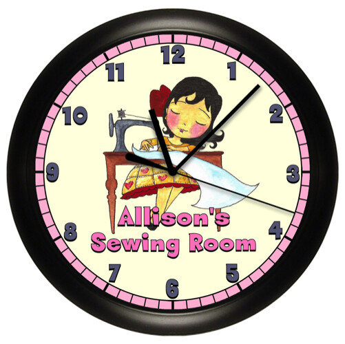 Personalized Clock - Sewing, Sewing Room, Craft, Pink,