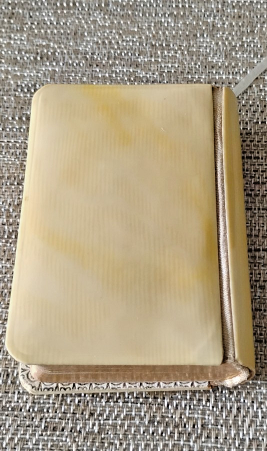 Rare Miniature Bible Prayer Book 1925 celluloid cover, Gold trim - Used