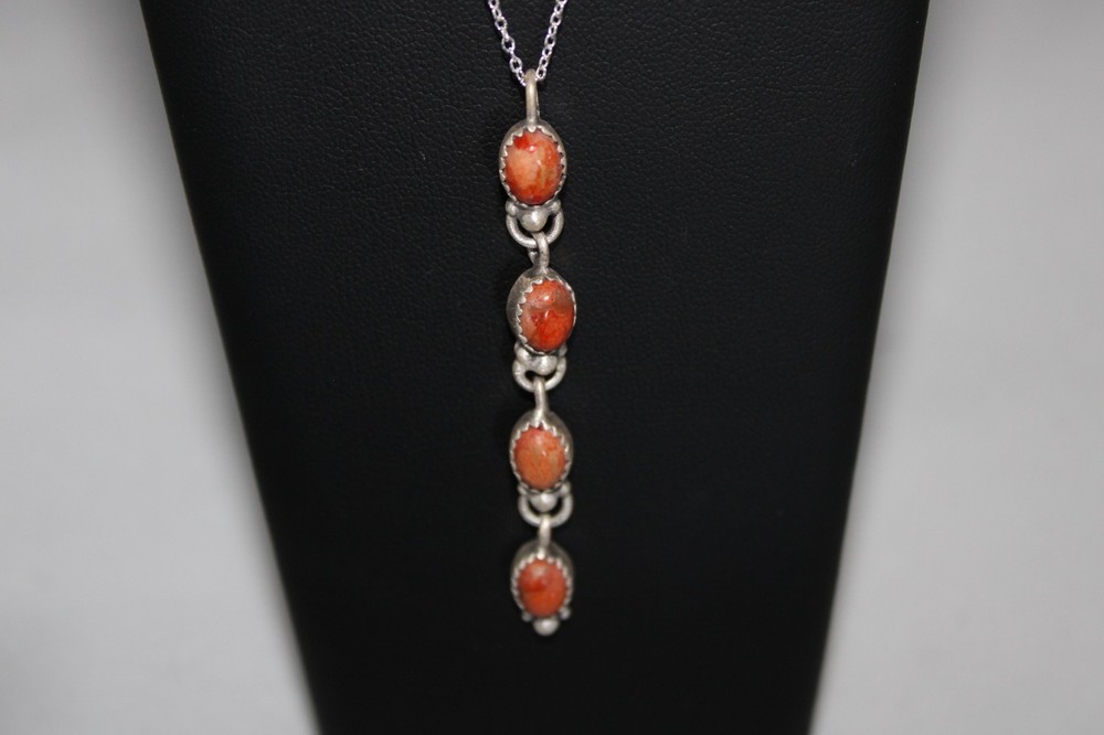 Sterling Silver And Apple Coral Necklace