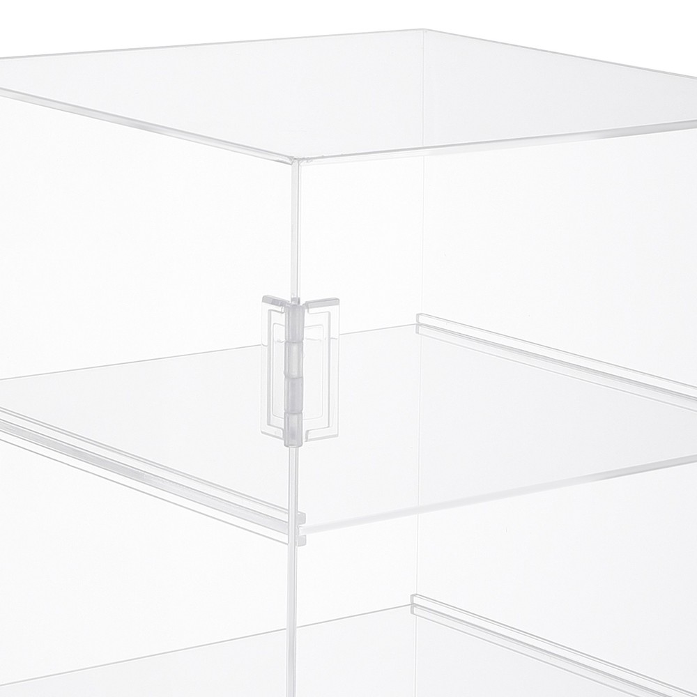 4 Tiers Clear Rectangular Display Case Desktop Lockable Acrylic Organizer w/Keys